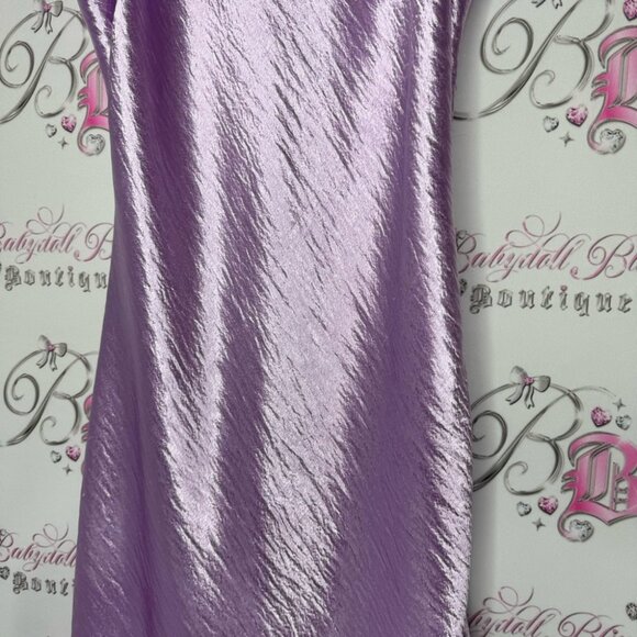 Mikey & Joey dress shimmer shiny lilac purple royal long maxi spaghetti strap - Picture 10 of 11